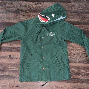 Pine Brand Mens Button Up Shark Hooded Lightweight Windbreaker Jacket - Medium
